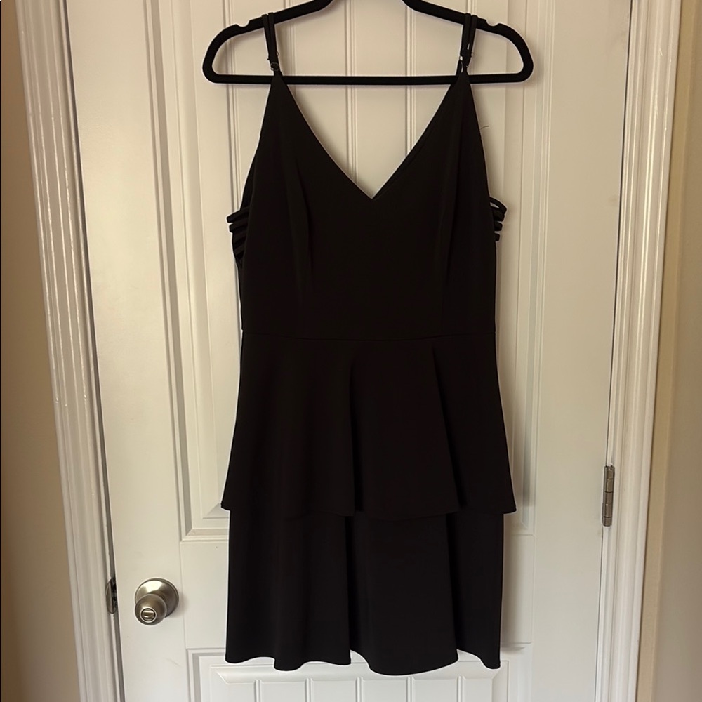 Black Tiered V-Neck Cocktail Dress